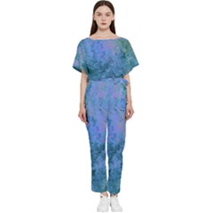 Lilac And Green Abstract Batwing Lightweight Jumpsuit by Dazzleway