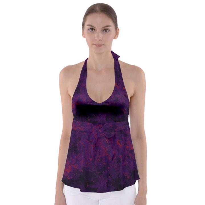 Red and purple abstract Babydoll Tankini Top