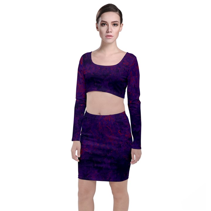 Red and purple abstract Top and Skirt Sets