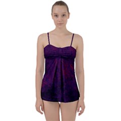 Red And Purple Abstract Babydoll Tankini Set by Dazzleway