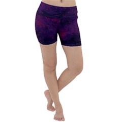 Red And Purple Abstract Lightweight Velour Yoga Shorts by Dazzleway