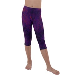 Red And Purple Abstract Kids  Lightweight Velour Capri Leggings  by Dazzleway