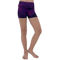 Red And Purple Abstract Kids  Lightweight Velour Yoga Shorts by Dazzleway