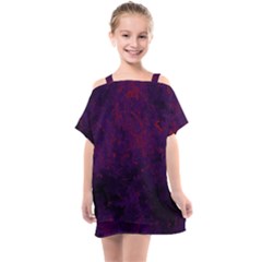 Red And Purple Abstract Kids  One Piece Chiffon Dress by Dazzleway