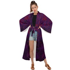 Red And Purple Abstract Maxi Kimono by Dazzleway