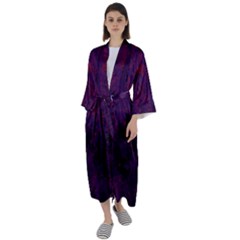 Red And Purple Abstract Maxi Satin Kimono by Dazzleway