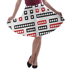 Geometric Sequence Print Pattern Design A-line Skater Skirt