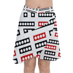 Geometric Sequence Print Pattern Design Chiffon Wrap Front Skirt