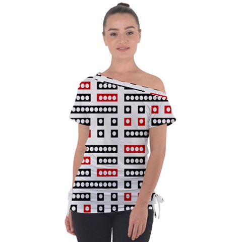 Geometric Sequence Print Pattern Design Off Shoulder Tie-up Tee by dflcprintsclothing