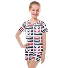 Geometric Sequence Print Pattern Design Kids  Mesh Tee And Shorts Set