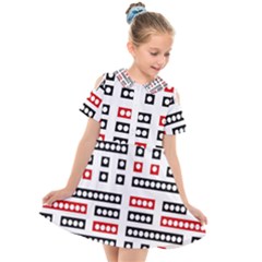 Geometric Sequence Print Pattern Design Kids  Short Sleeve Shirt Dress by dflcprintsclothing