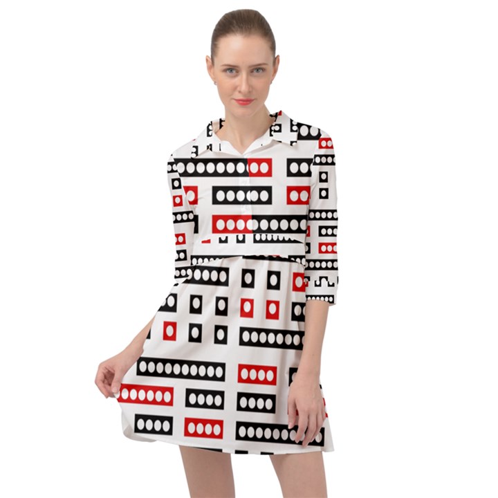 Geometric Sequence Print Pattern Design Mini Skater Shirt Dress