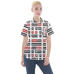 Geometric Sequence Print Pattern Design Women s Short Sleeve Pocket Shirt