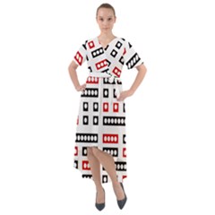 Geometric Sequence Print Pattern Design Front Wrap High Low Dress