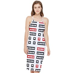 Geometric Sequence Print Pattern Design Bodycon Cross Back Summer Dress