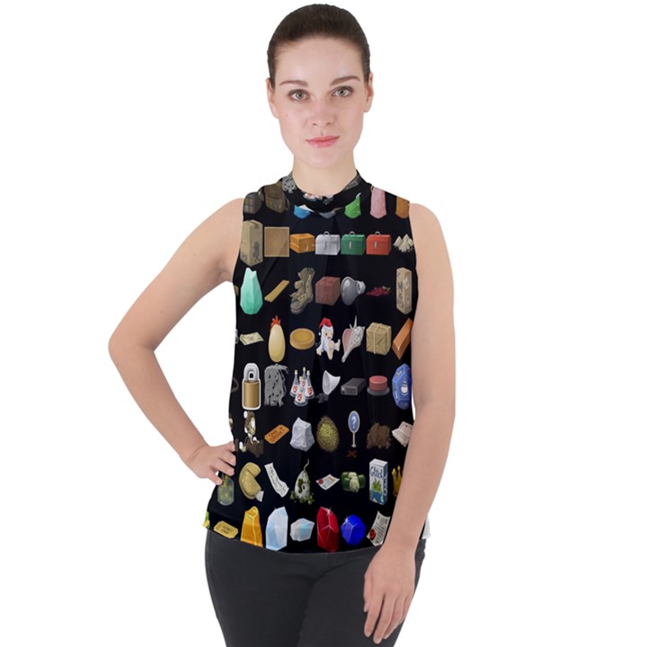 Glitch Glitchen Misc One Mock Neck Chiffon Sleeveless Top