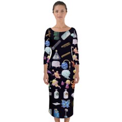 Glitch Glitchen Misc Two Quarter Sleeve Midi Bodycon Dress by WetdryvacsLair