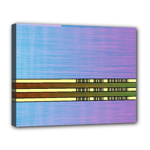 Glitched Vaporwave Hack The Planet Canvas 14  X 11  (stretched) by WetdryvacsLair