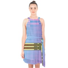 Glitched Vaporwave Hack The Planet Halter Collar Waist Tie Chiffon Dress by WetdryvacsLair