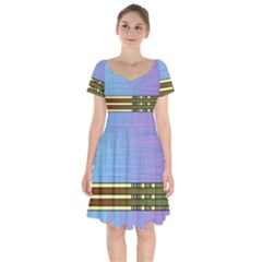 Glitched Vaporwave Hack The Planet Short Sleeve Bardot Dress by WetdryvacsLair