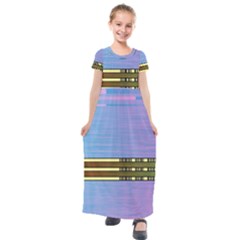 Glitched Vaporwave Hack The Planet Kids  Short Sleeve Maxi Dress by WetdryvacsLair