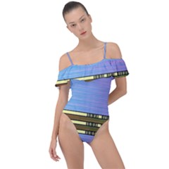 Glitched Vaporwave Hack The Planet Frill Detail One Piece Swimsuit by WetdryvacsLair