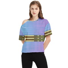 Glitched Vaporwave Hack The Planet One Shoulder Cut Out Tee