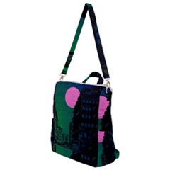 Vaporwave Old Moon Over Nyc Crossbody Backpack by WetdryvacsLair