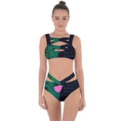 Vaporwave Old Moon Over Nyc Bandaged Up Bikini Set  by WetdryvacsLair