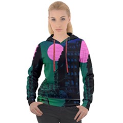 Vaporwave Old Moon Over Nyc Women s Overhead Hoodie by WetdryvacsLair