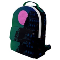 Vaporwave Old Moon Over Nyc Flap Pocket Backpack (small) by WetdryvacsLair