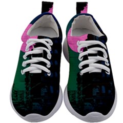 Vaporwave Old Moon Over Nyc Kids Athletic Shoes by WetdryvacsLair