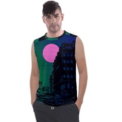 Vaporwave Old Moon Over Nyc Men s Regular Tank Top by WetdryvacsLair