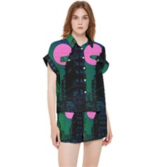 Vaporwave Old Moon Over Nyc Chiffon Lounge Set by WetdryvacsLair