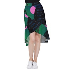 Vaporwave Old Moon Over Nyc Frill Hi Low Chiffon Skirt