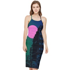 Vaporwave Old Moon Over Nyc Bodycon Cross Back Summer Dress