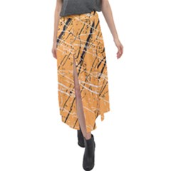 Marigold, Black Beauty & Snow White Velour Split Maxi Skirt