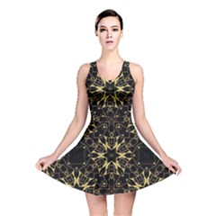 Black And Gold Pattern Reversible Skater Dress by Dazzleway