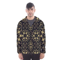 Black And Gold Pattern Men s Hooded Windbreaker by Dazzleway