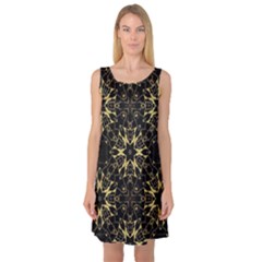 Black And Gold Pattern Sleeveless Satin Nightdress by Dazzleway