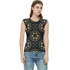 Black And Gold Pattern Women s Raglan Cap Sleeve Tee