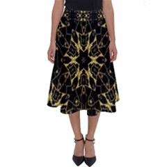 Black And Gold Pattern Perfect Length Midi Skirt by Dazzleway