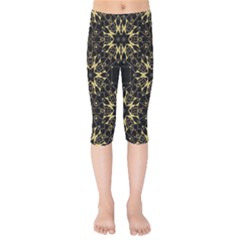 Black And Gold Pattern Kids  Capri Leggings  by Dazzleway