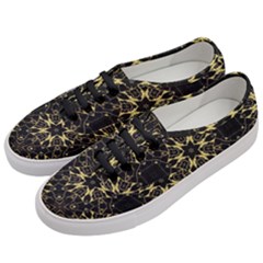 Black And Gold Pattern Women s Classic Low Top Sneakers by Dazzleway