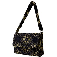 Black And Gold Pattern Full Print Messenger Bag (l) by Dazzleway