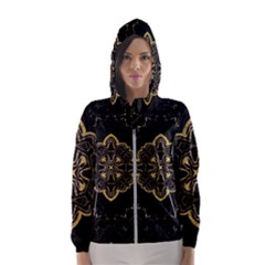 Ornate Black And Gold Women s Hooded Windbreaker by Dazzleway