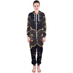 Ornate Black And Gold Hooded Jumpsuit (ladies)  by Dazzleway