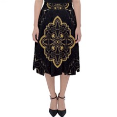 Ornate Black And Gold Classic Midi Skirt by Dazzleway