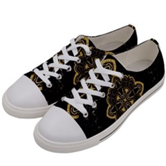 Ornate Black And Gold Women s Low Top Canvas Sneakers by Dazzleway