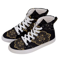 Ornate Black And Gold Men s Hi-top Skate Sneakers by Dazzleway